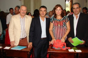 Bloque demócrata: Amado Mafauad, Viviana Costábile, Sebastián Bragagnolo y Héctor Bacani, el otro vicepresidente.